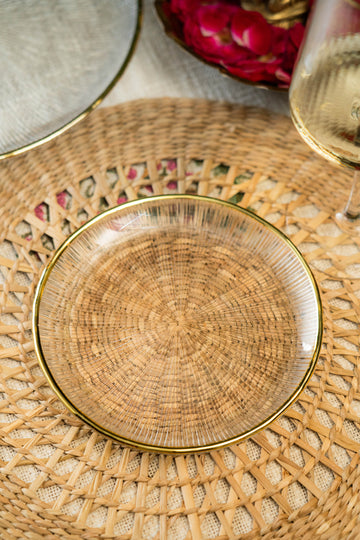 Genda Saaj Quarter Plate with Golden Rim -6.6 Inches