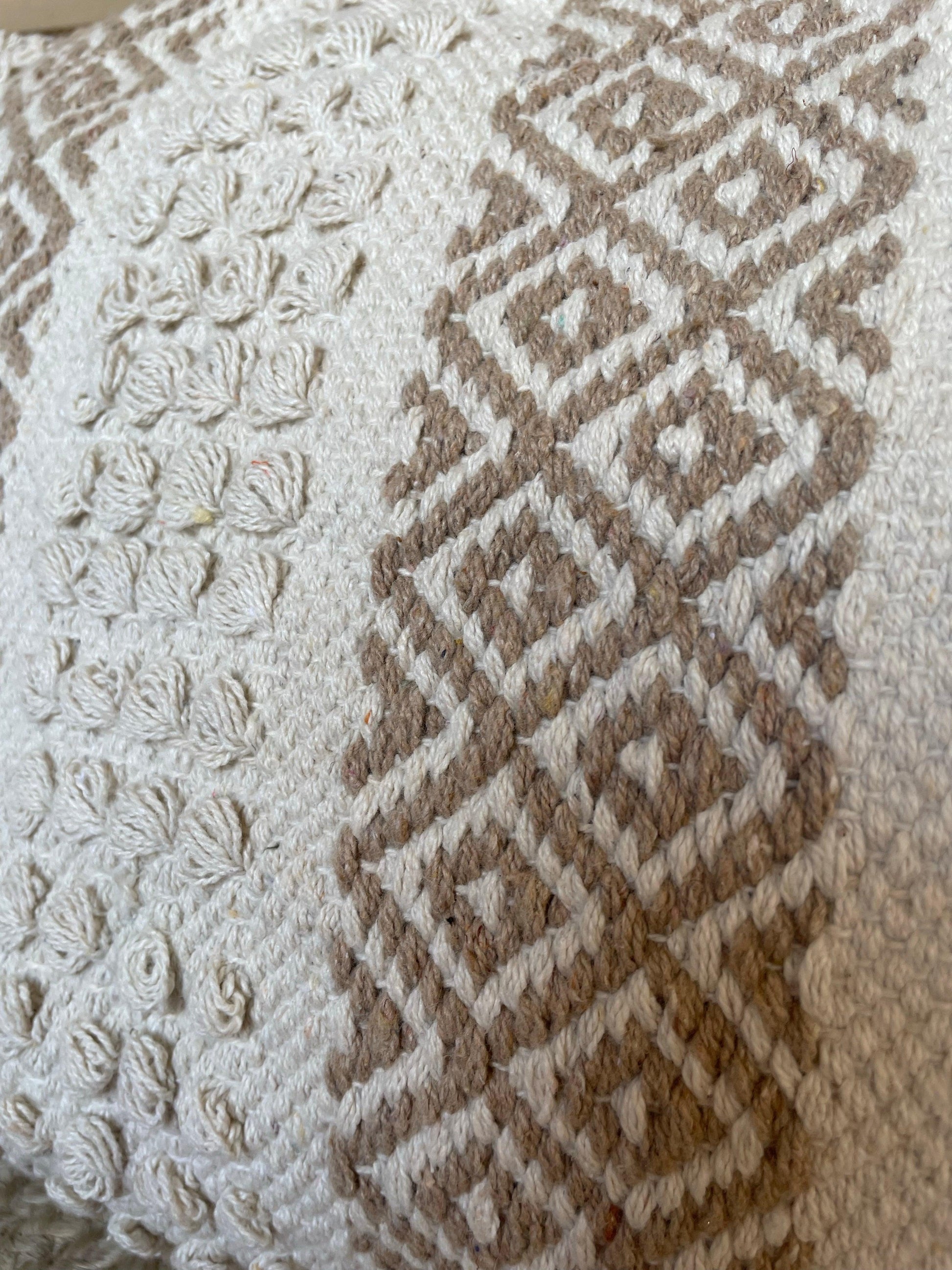 Bohemian Rectangle Natural Cotton Cushion Cover - Off White and Beige - TESU