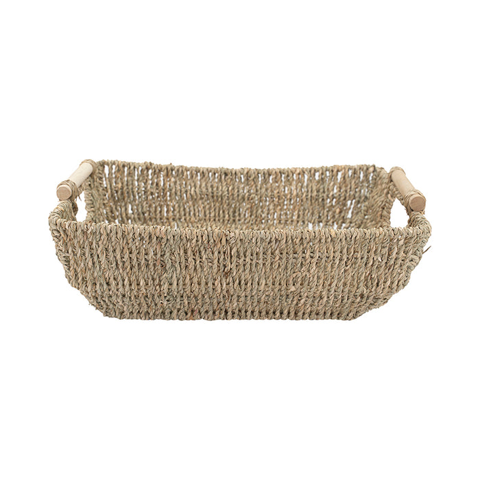 Seagrass Tray Basket with Wooden Handle