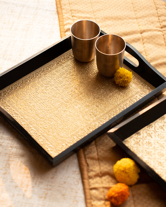 Embossed Golden Serving Tray