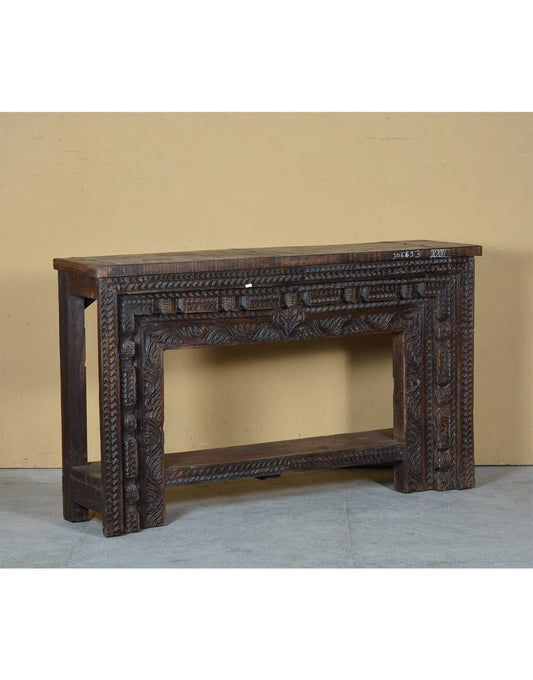 Dark Brown Carved Console Table - TESU