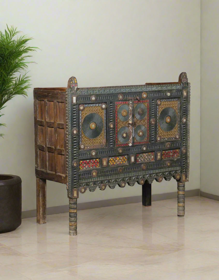 Devika Damachiya is a captivating storage chest that celebrates the essence of Rajasthani heritage. 