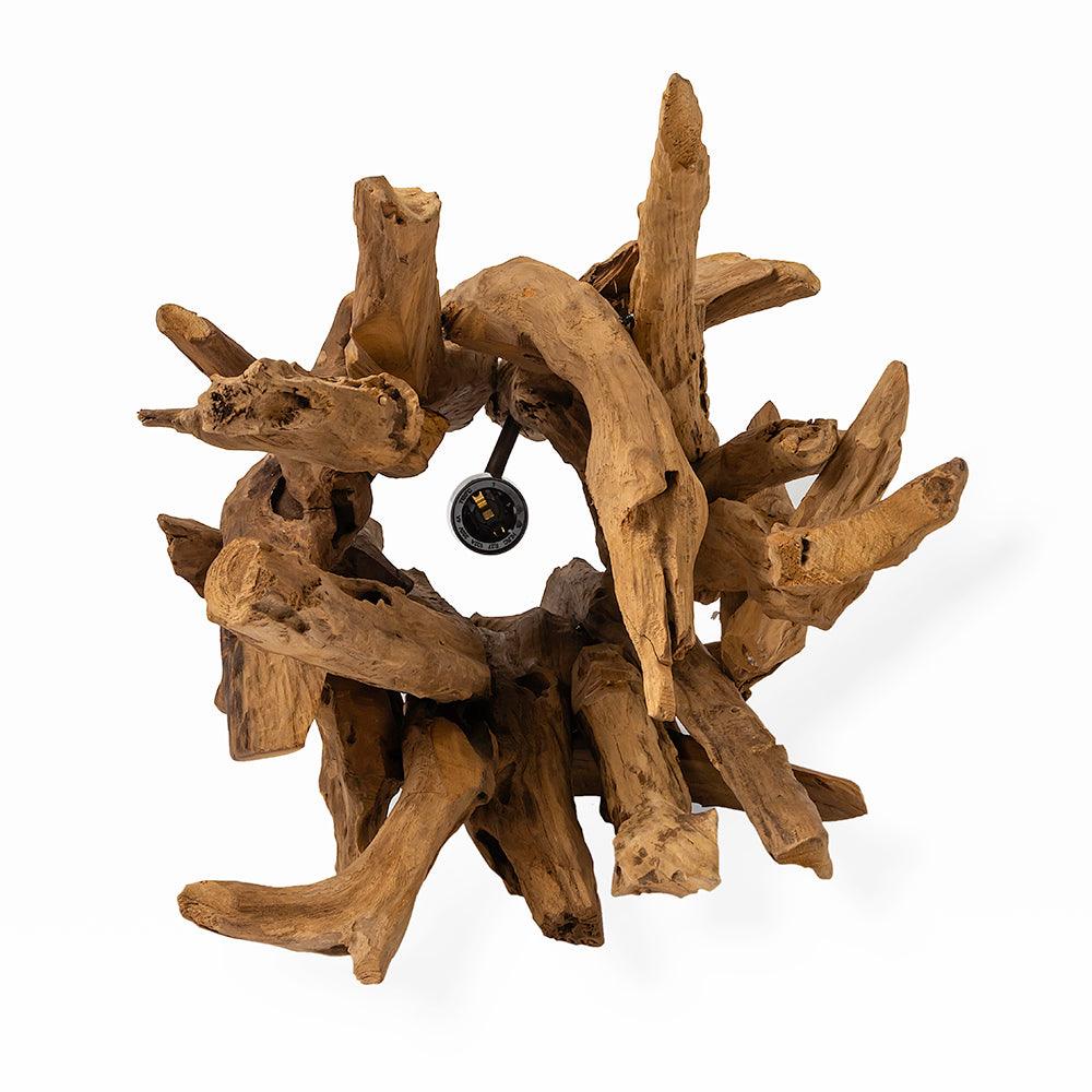 Illuminate your space with the natural beauty of the Drift Wood Glow expertly handcrafted from premium Teak Root/Wood.