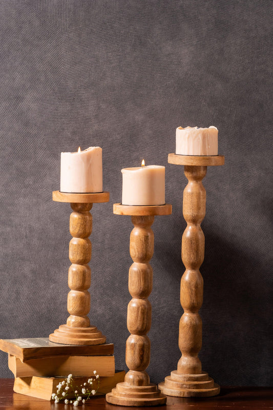 Earthy Essence Candle Stand - Set of 3 - TESU