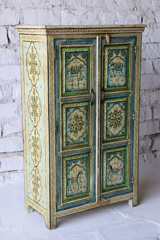  Featuring vibrant hand-painted Rajasthani motifs of majestic elephants and intricate florals, 