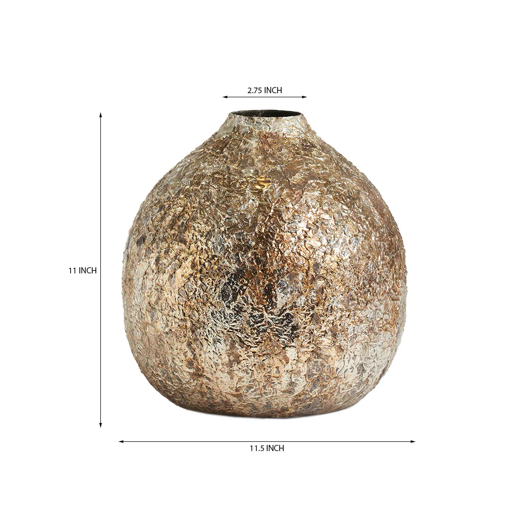 Decorative vase with measurements on a white background