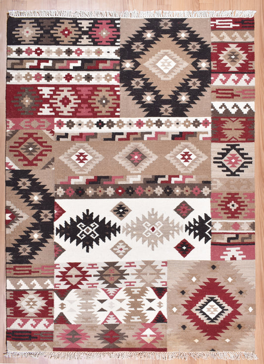 Flatweave Handmade Geometric Weave Caucasian Rugs - TESU