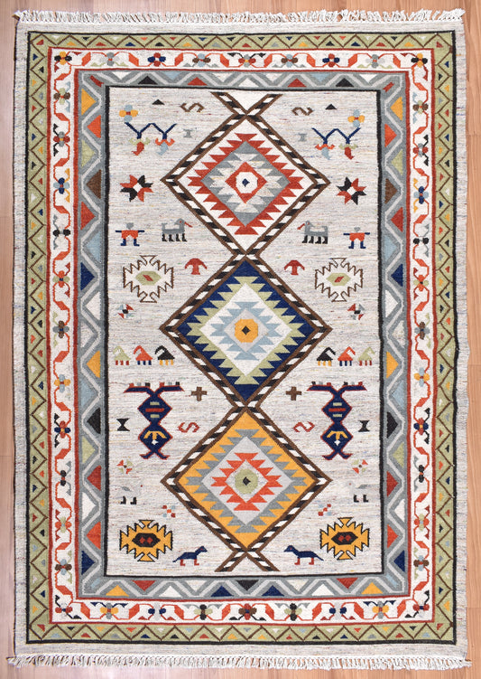 Flatweave Handmade Grey Caucasian Rugs - TESU