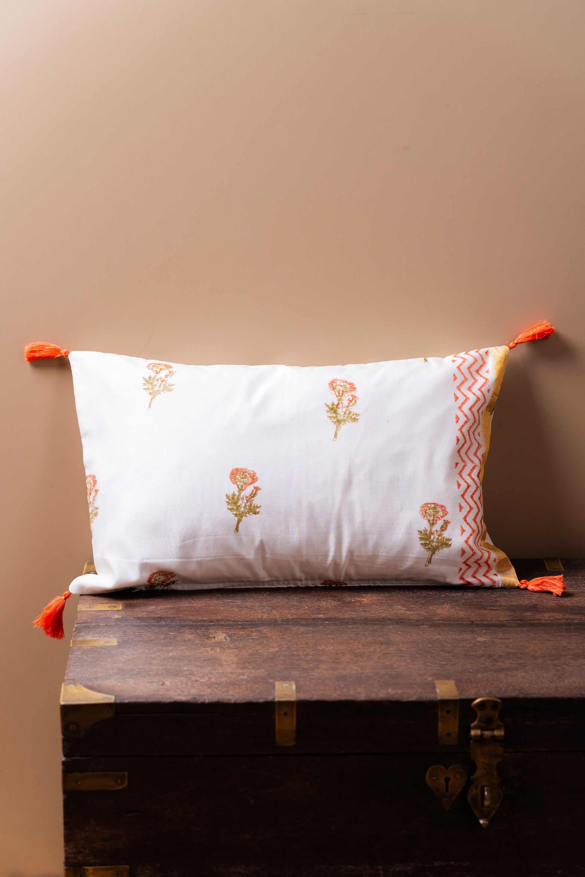 Whispers of Chanderi Collection - Floral Elegance Chanderi Silk Cushion Covers - TESU