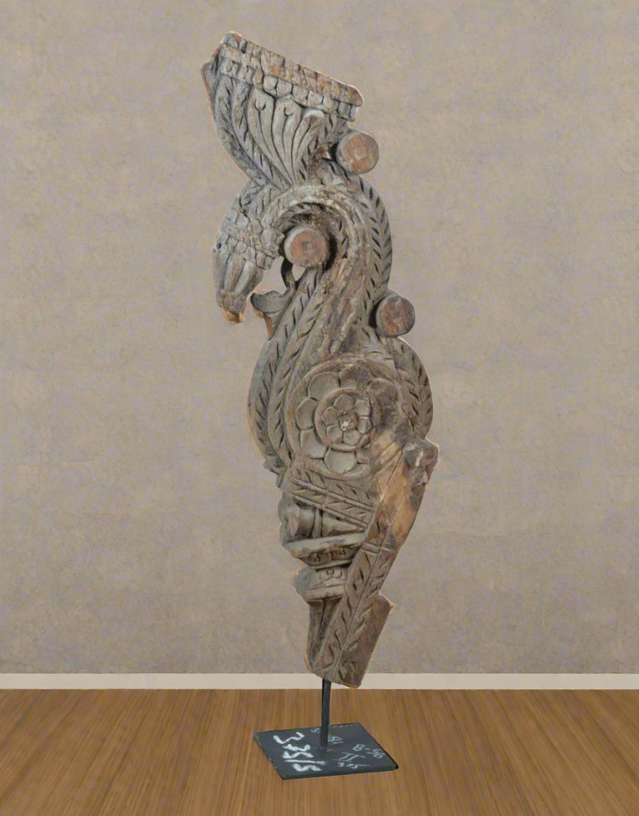 This sculpture serves as a striking decorative element, perfect for adding a touch of history and mystique to any space.