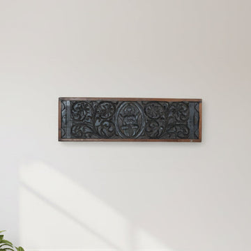 Ganesha intricate hand-carved wooden wall panel – Tesu Wall Decor