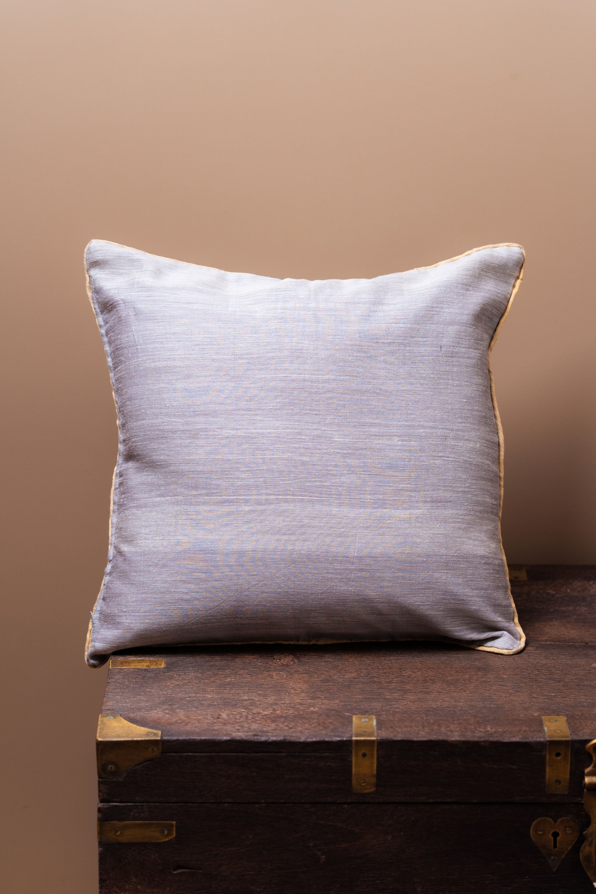 Slate and Gold Luxe Maheshwari Silk Cushion Covers - TESU