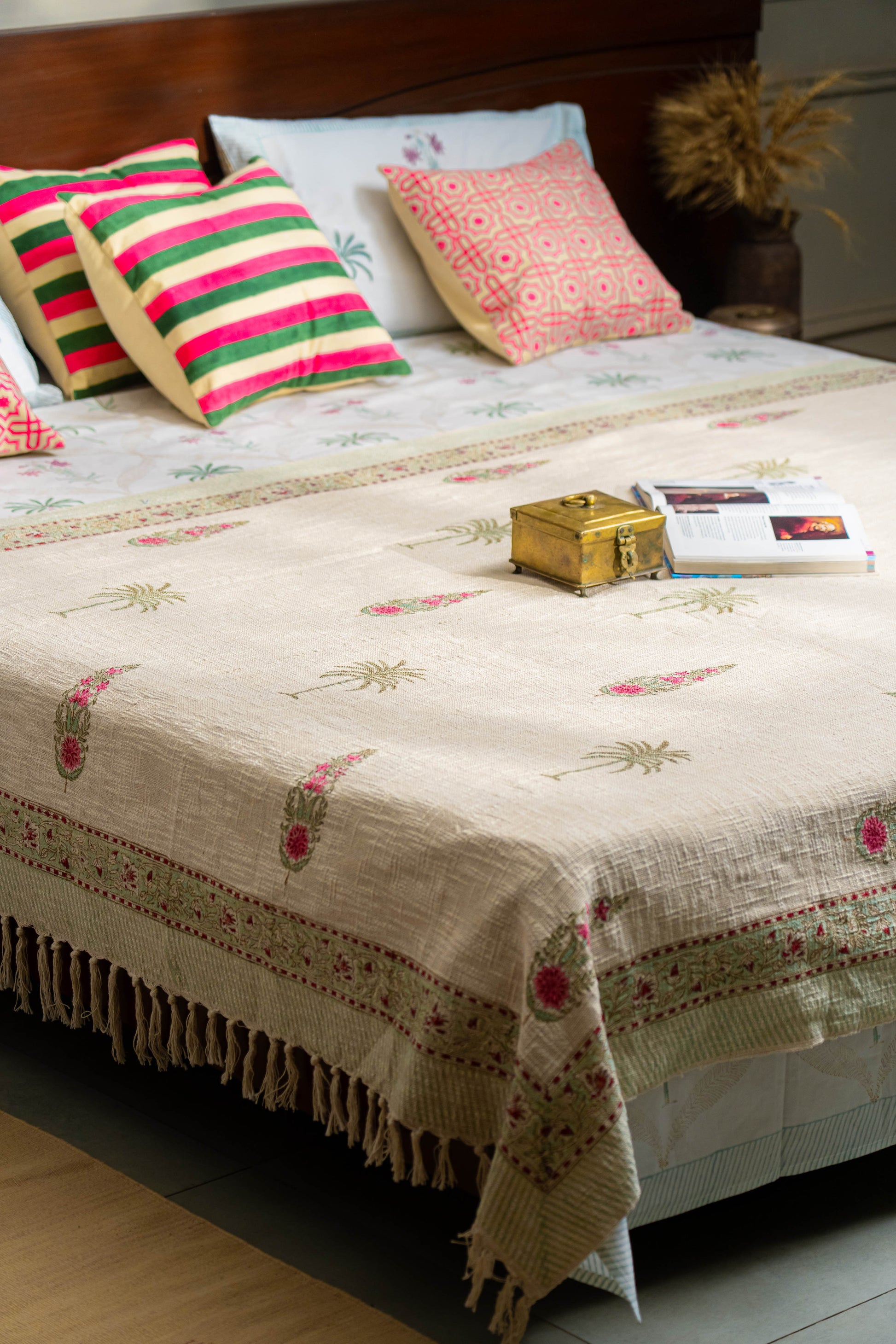 Add a splash of vibrance to your home with our handcrafted block-printed dohar, a perfect fusion of tradition and comfort. Made from breathable cotton, this dohar features intricate hand block prints in bright, eye-catching colours that instantly uplift any space. 