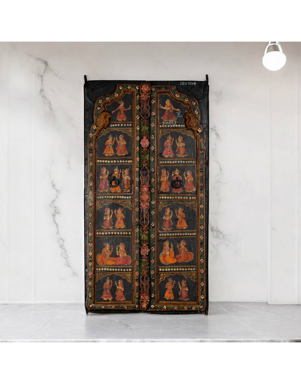 hand painted recycled wood, mughal print, dark color, indin bedroom, designer, wall decor