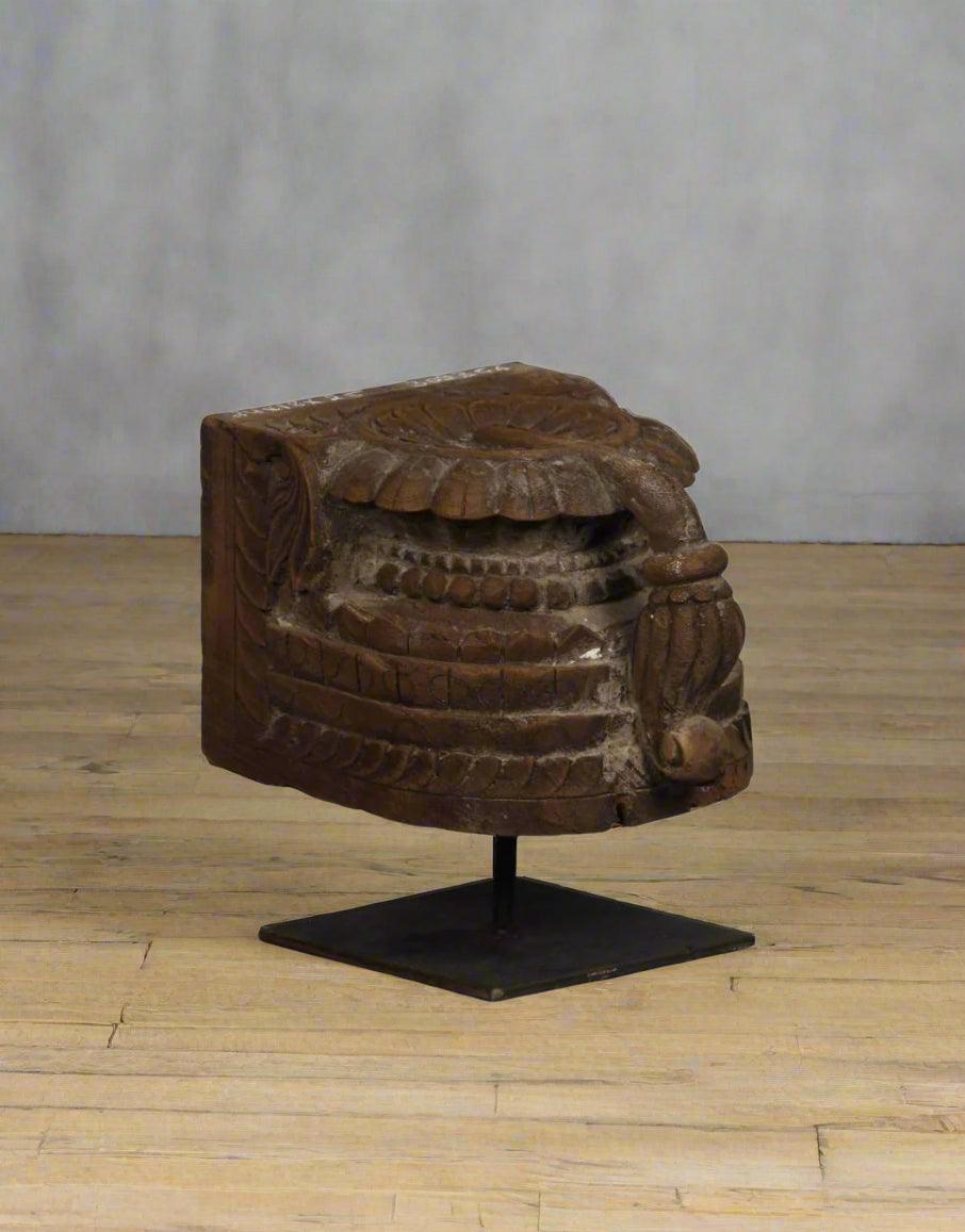 Wooden Bracket on Iron Stand- Handcarved - TESU