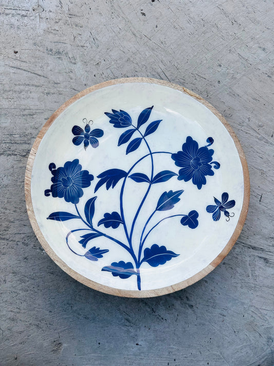 Handpainted Platter with Purple Flowers - TESU