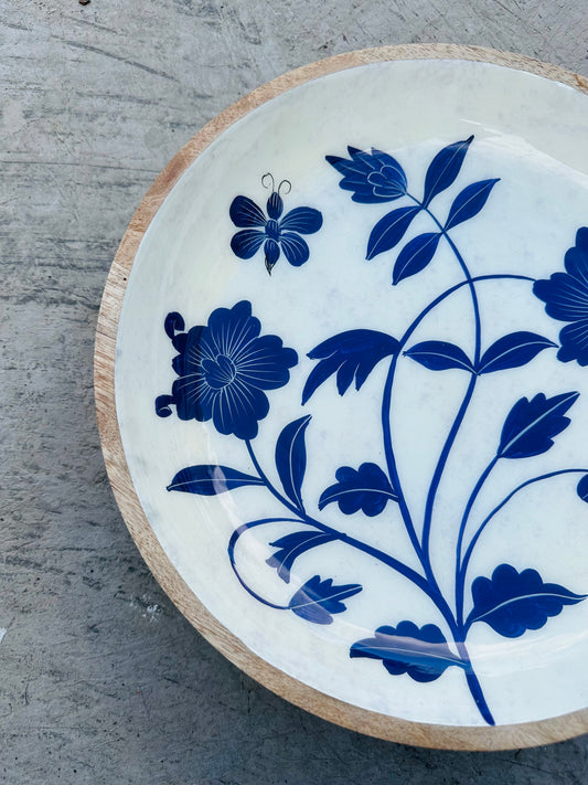 Handpainted Platter with Purple Flowers - TESU