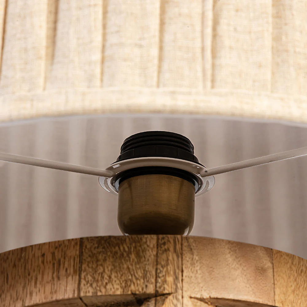 Close-up of a ceiling fan with light fixture and lampshade.