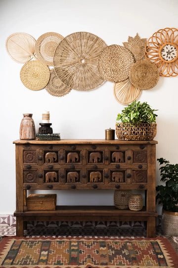 Heritage Elephant Carved Wooden Console Table
