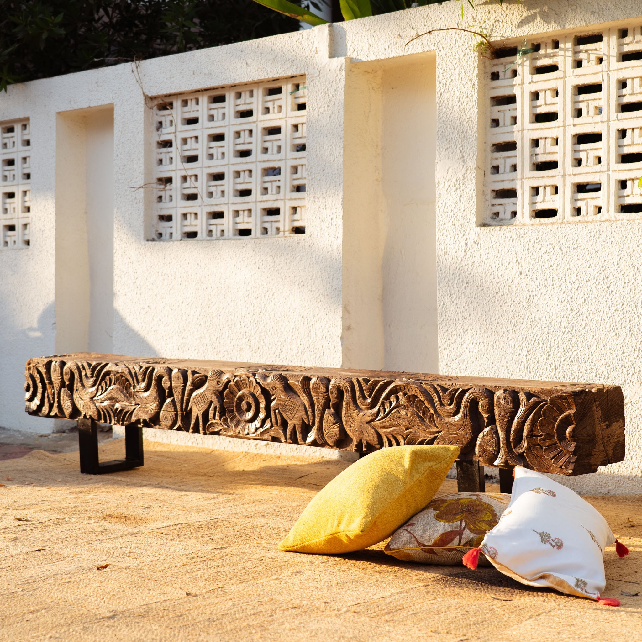 Jaipur Elegance Bench (Carved)