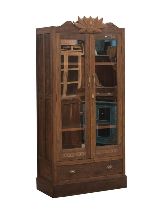 Lotus Carved Wooden Display Cabinet - TESU