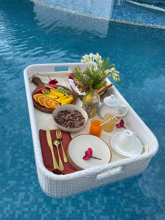 Luxury Floating Serving Tray  - White ( Rectangle )