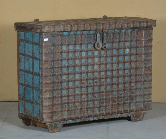 Wooden Iron Turquoise Console Box - TESU