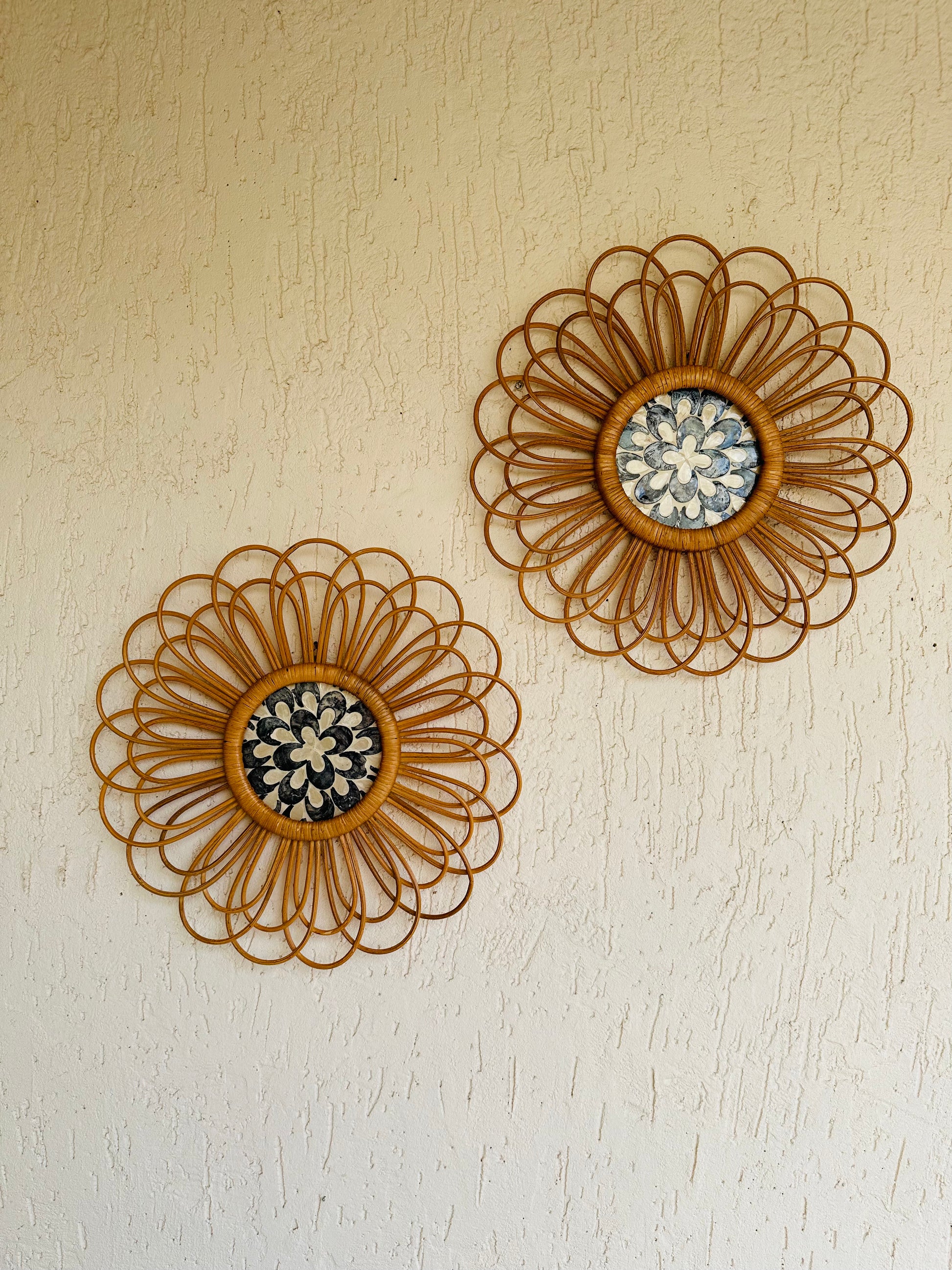 Abstract Designer Rattan Wall Decor With Mother of Pearls - TESU