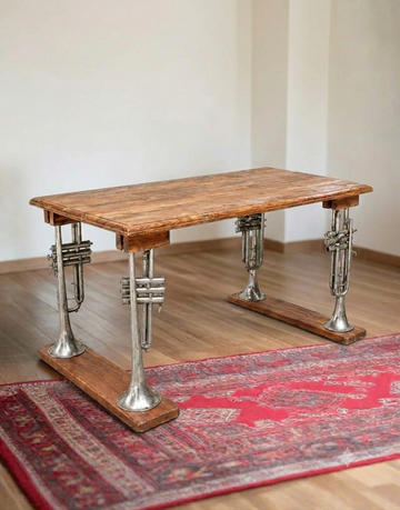 The Naad Heritage Teak Console is a remarkable fusion of reclaimed teak wood and vintage brass craftsmanship, inspired by the timeless elegance of antique musical instruments. 