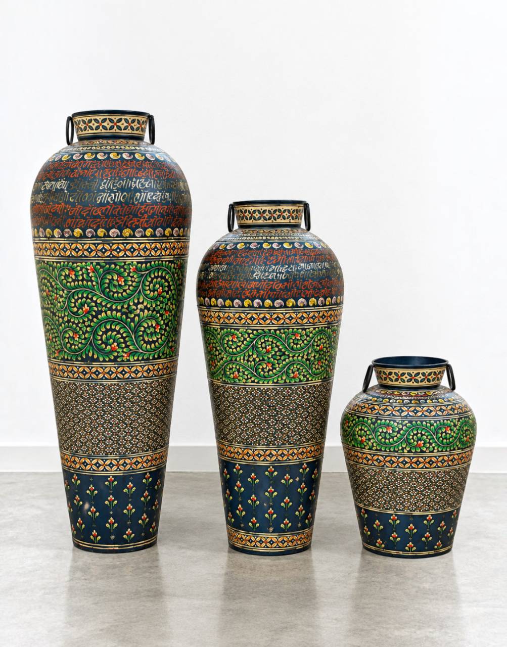 Inspired by the ornate metal vessels once found in India's royal courts and heritage homes, the Neel Kanchan Iron Pot carries forward a legacy of decorative artistry and timeless craftsmanship.