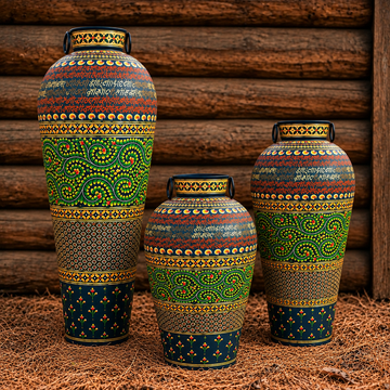 The Neel Kanchan Iron Pot is a celebration of timeless Indian artistry, where intricate painted details meet the enduring strength of iron. 