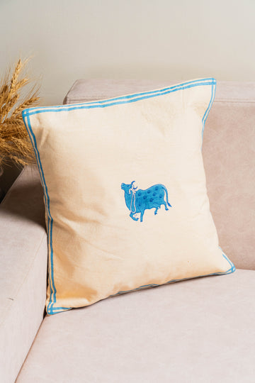 Handcrafted cotton cushion covers – floral, striped, geometric, and cow motif designs – perfect for modern and ethnic home decor.
