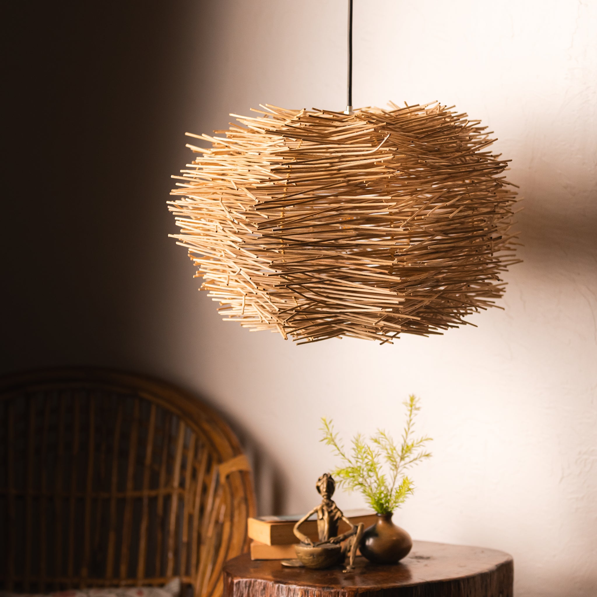 RATTAN ABSTRACT PENDANT LAMPSHADE  Abstract pendant lampshade, Artisan-made lampshade, Bedroom lighting solution, Bohemian pendant light, Child's room art, Coastal home décor, Covered patio lighting, Expertly crafted pendant, Handcrafted rattan pendant, Living space lighting, Quality rattan lighting, Rattan abstract pendant, Rustic pendant fixture, Versatile ceiling light, TESU
