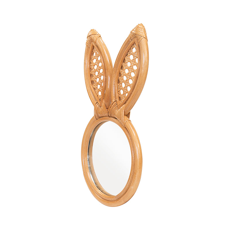 Rabbit Rattan Mirror Handmade.  Enhance your Dream Home with our curated selection of premium wall and Home Décor items. Add a geometric modern bohemian touch to any room with this Rattan rabbit-shaped mirror. Its versatile design and lightweight build make it perfect for various spaces in the home. tesu