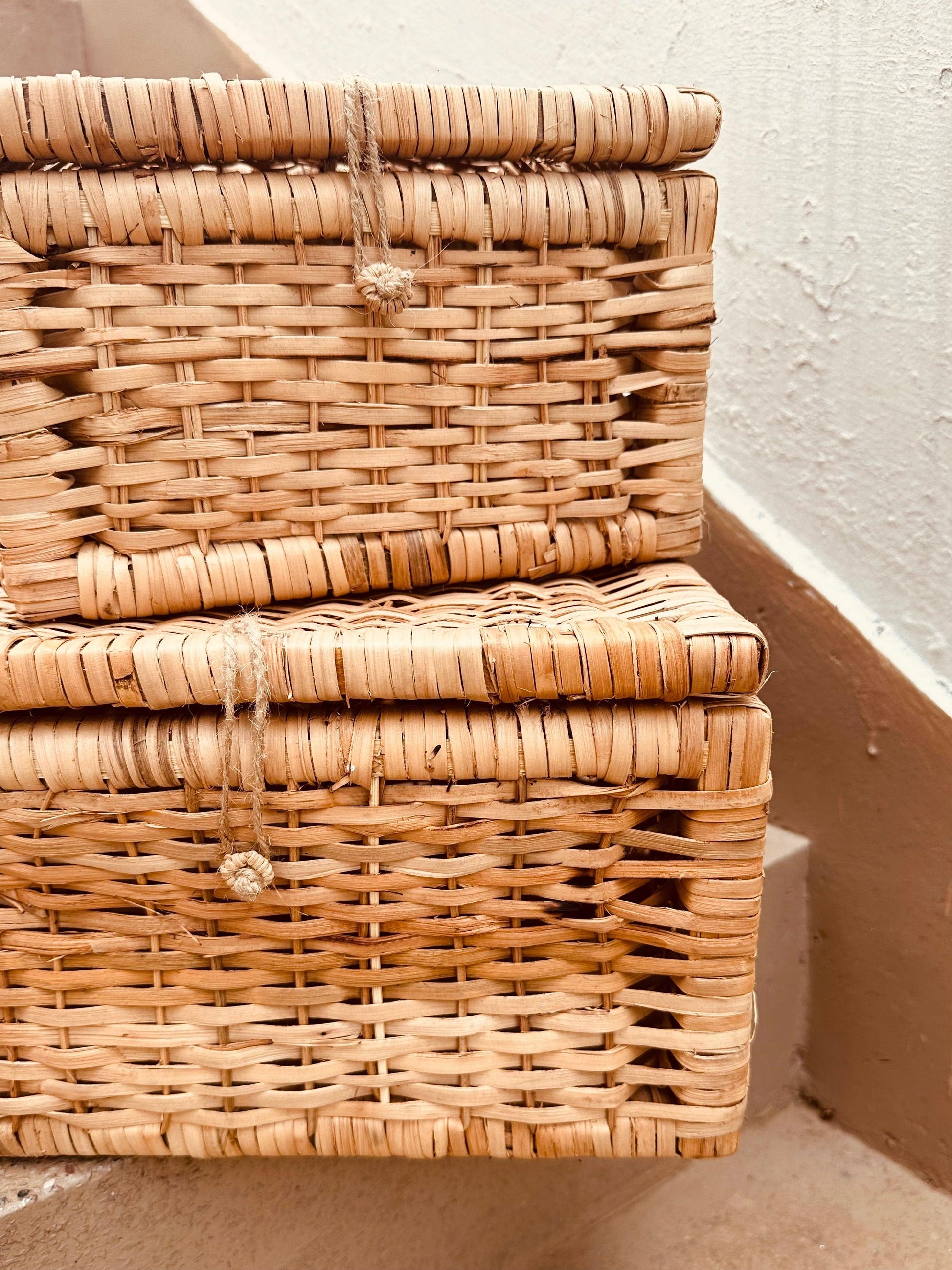 Rattan Box with attached lid - Set of 2 - TESU