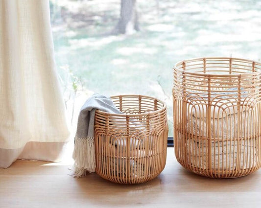 Open Weave Rattan Laundry Basket - TESU