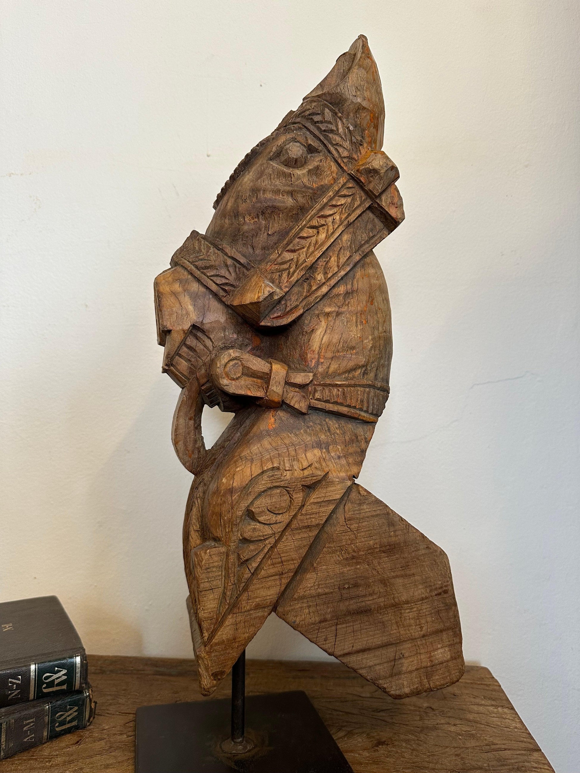 Reclaimed Wood Horse With Stand - TESU