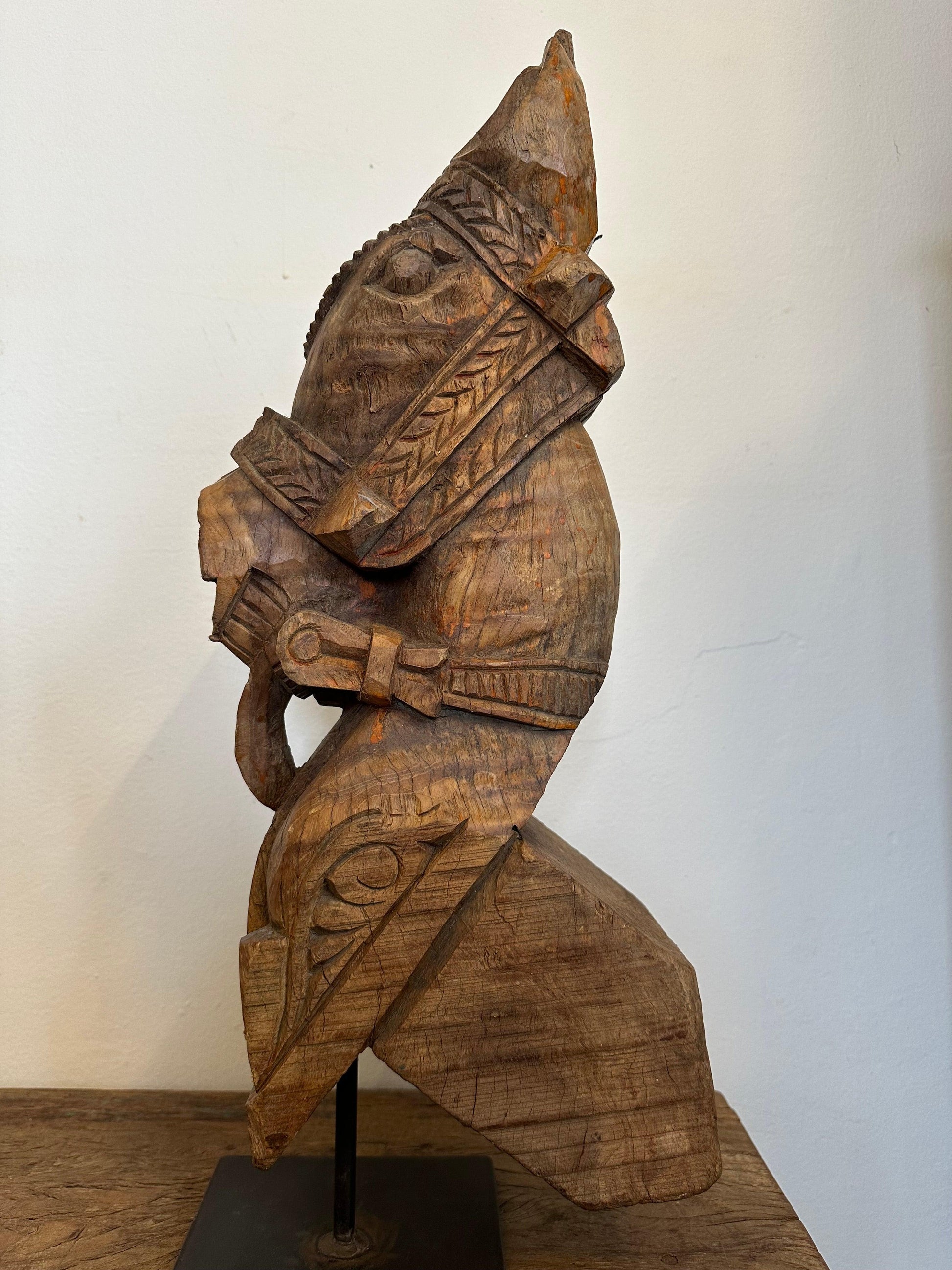 Reclaimed Wood Horse With Stand - TESU