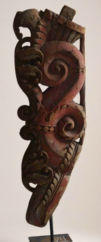 Antique Wooden Art Work with Iron Stand