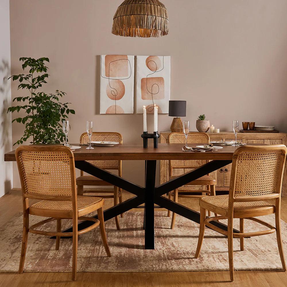 Rustic Iron Base Dining Table - TESU