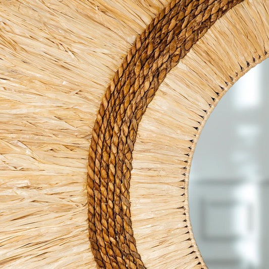 Rustic Banana Fiber Sunburst Mirror - TESU