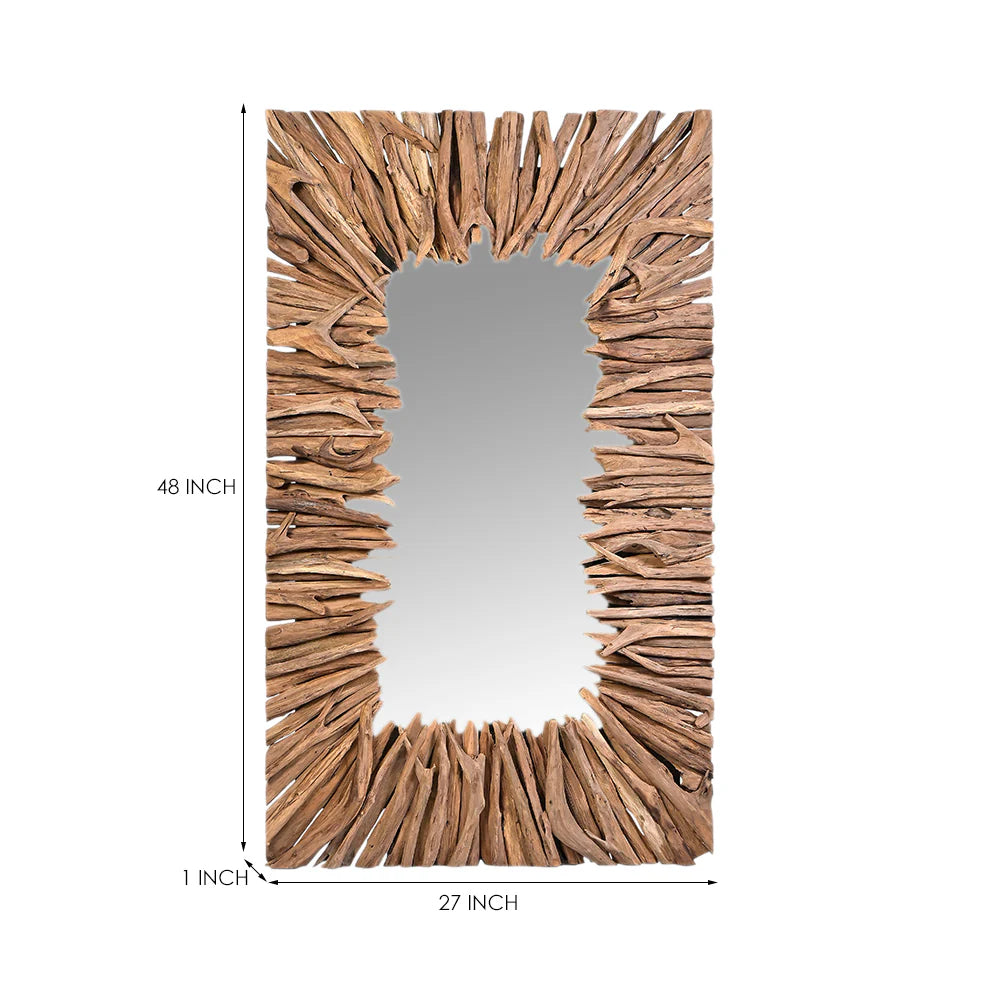 This stunning mirror features a unique Teak Wood-inspired frame, meticulously crafted to capture the essence of seaside serenity