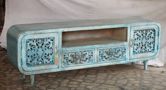 Ideal as a TV stand, sideboard, or storage unit, it blends seamlessly with rustic, farmhouse, or bohemian décor. 