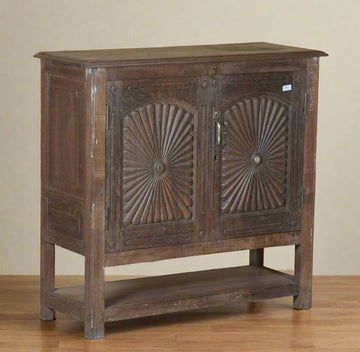 Rustic Wooden Sunburst Cabinet - TESU