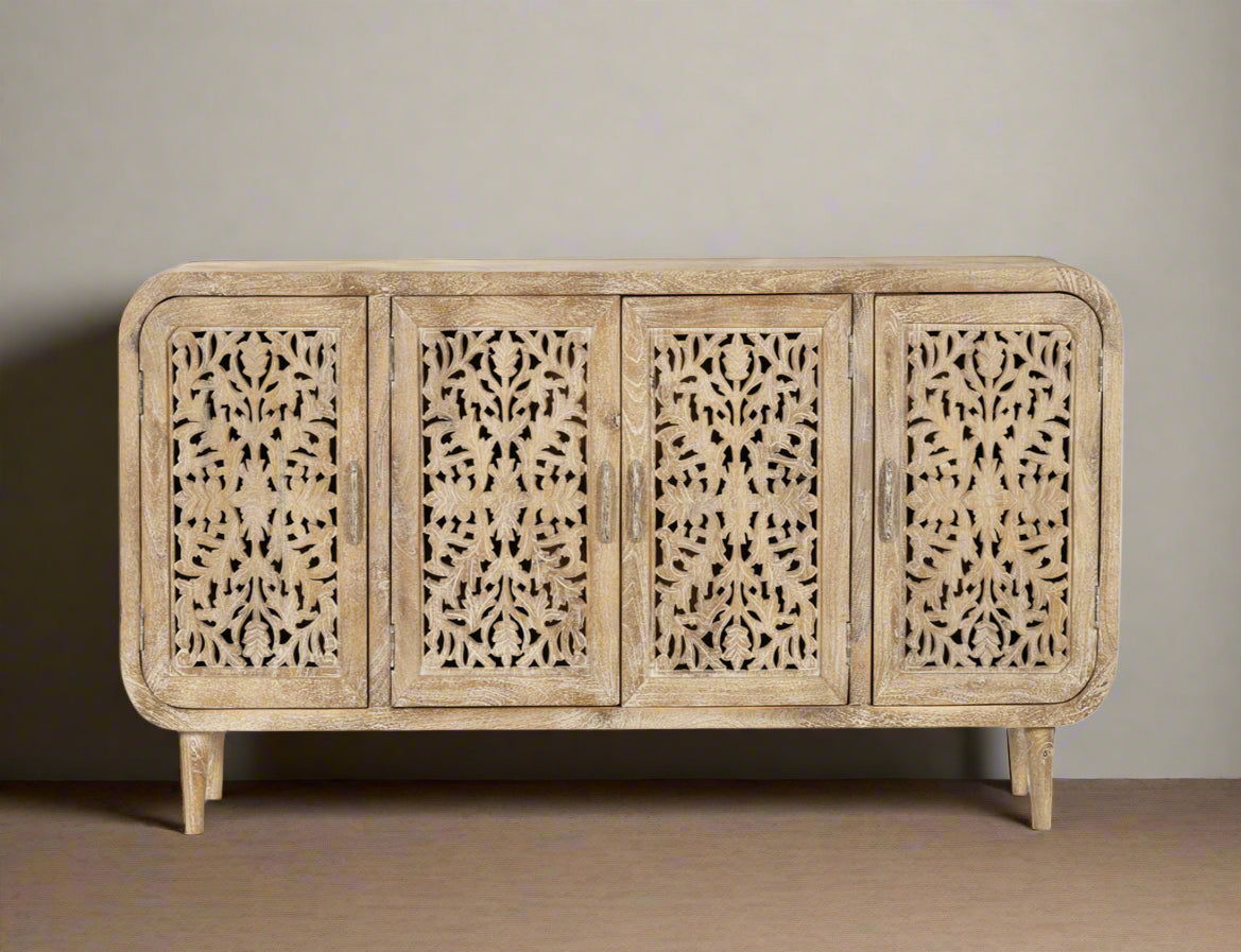 Bring a touch of nature’s artistry into your home with the Sandal Bloom Sideboard. 