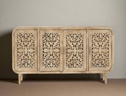 Bring a touch of nature’s artistry into your home with the Sandal Bloom Sideboard. 