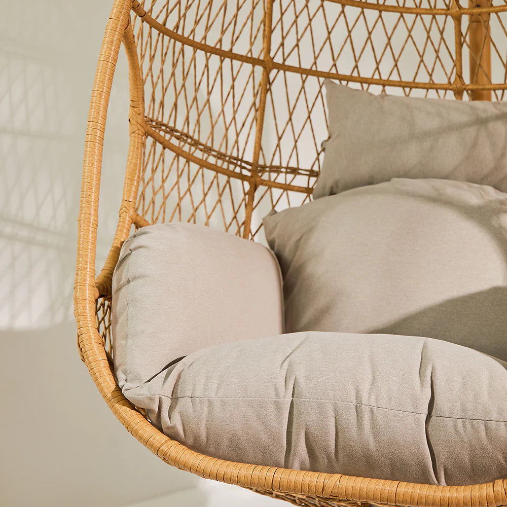 The Serene Cocon Rattan Chair Swing is a beautifully crafted piece designed to provide both comfort and style. Made from durable rattan, this chair swing offers a serene and inviting space for relaxation.