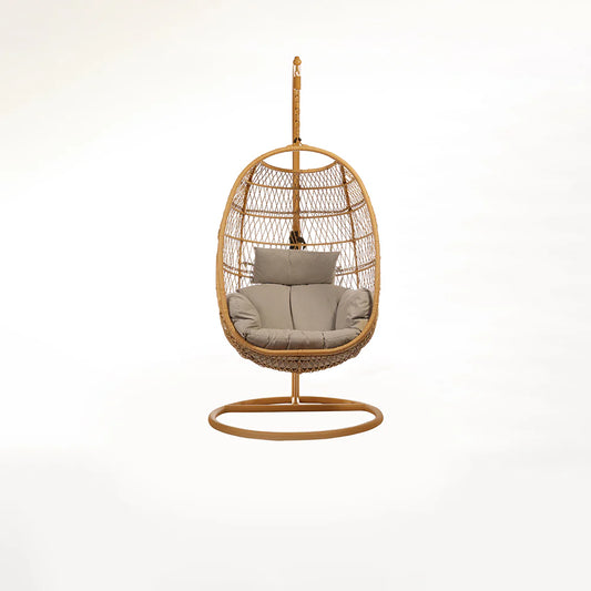 The Serene Cocon Rattan Chair Swing is a beautifully crafted piece designed to provide both comfort and style. Made from durable rattan, this chair swing offers a serene and inviting space for relaxation.