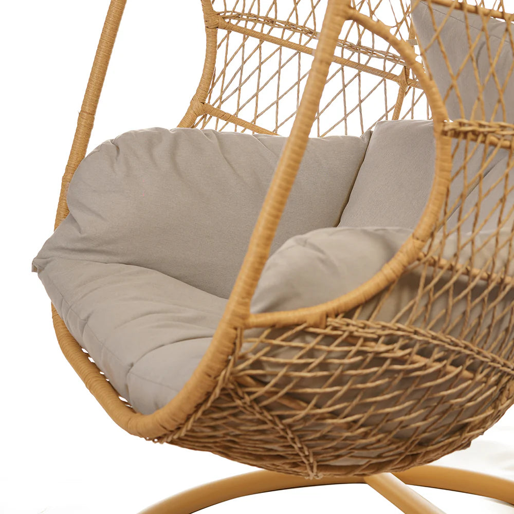 The Serene Cocon Rattan Chair Swing is a beautifully crafted piece designed to provide both comfort and style. Made from durable rattan, this chair swing offers a serene and inviting space for relaxation.