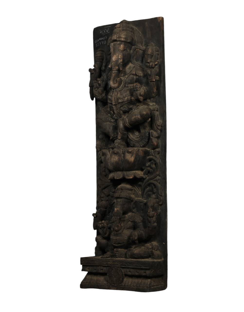 Expertly hand-carved from reclaimed wood by traditional Indian artisans, this panel blends divine artistry with sustainable craftsmanship."